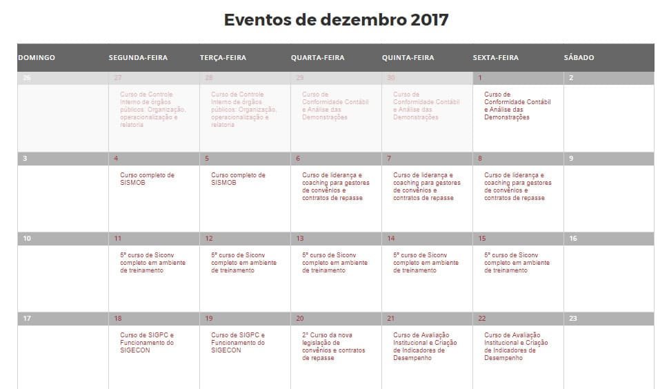 cursos de dezembro de 2017