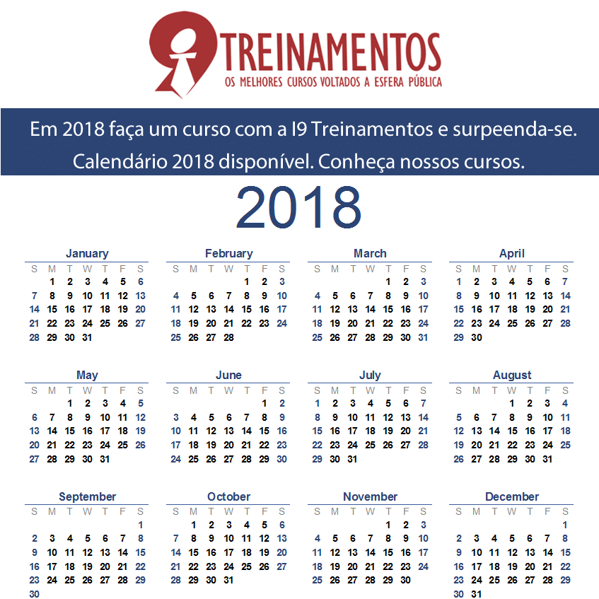 Calendário de cursos 2018
